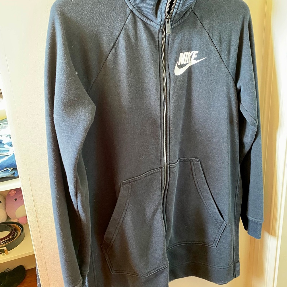 Nike Black Full-Zip Hoodie with White Logo